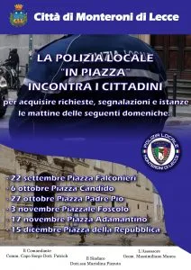 Locandina delle domeniche di incontro della Polizia Locale con la cittadinanza